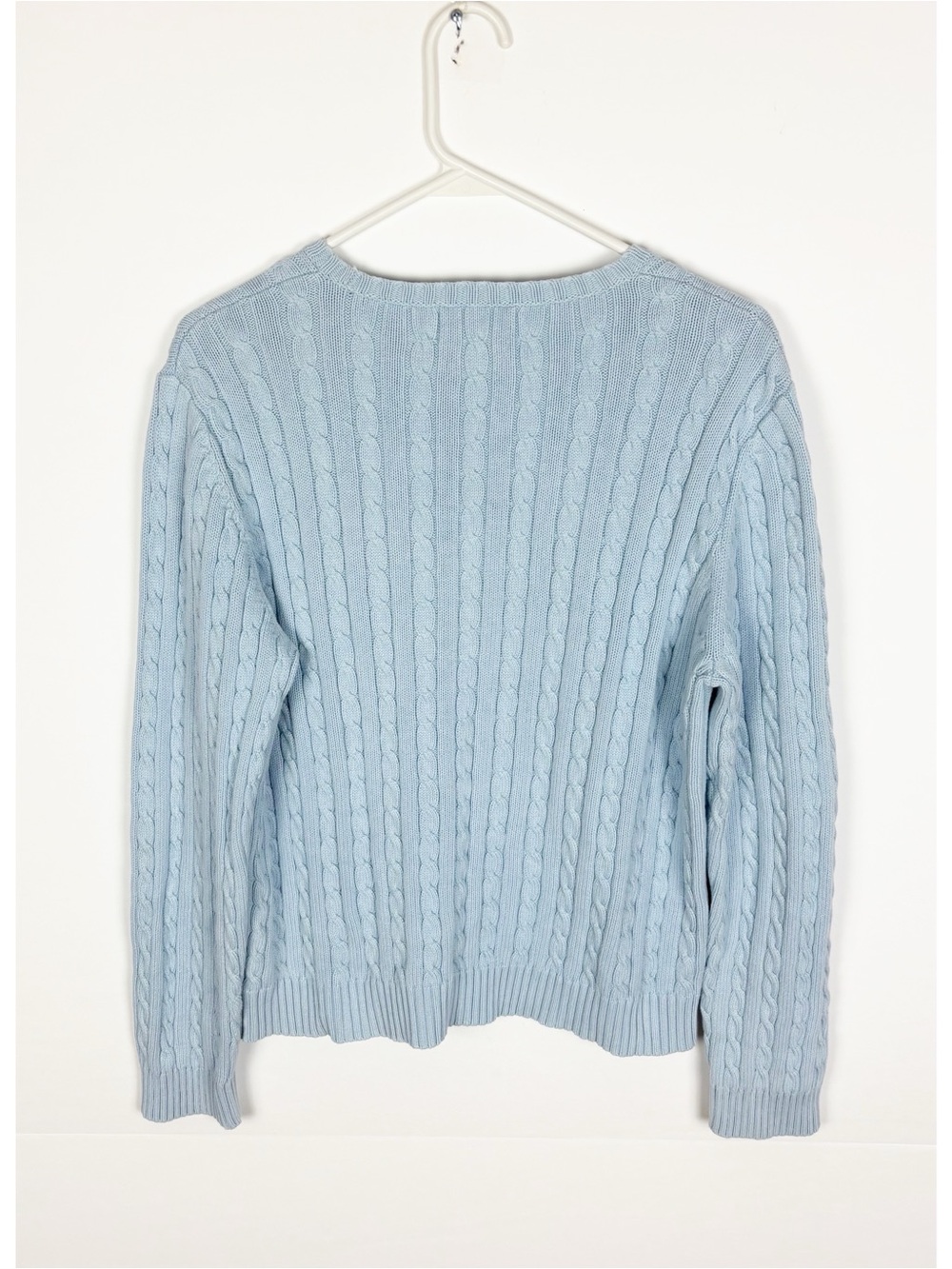 Lauren Ralph Lauren Sweater Cable Knit Blue Size Large Cotton Preppy - Picture 2 of 5